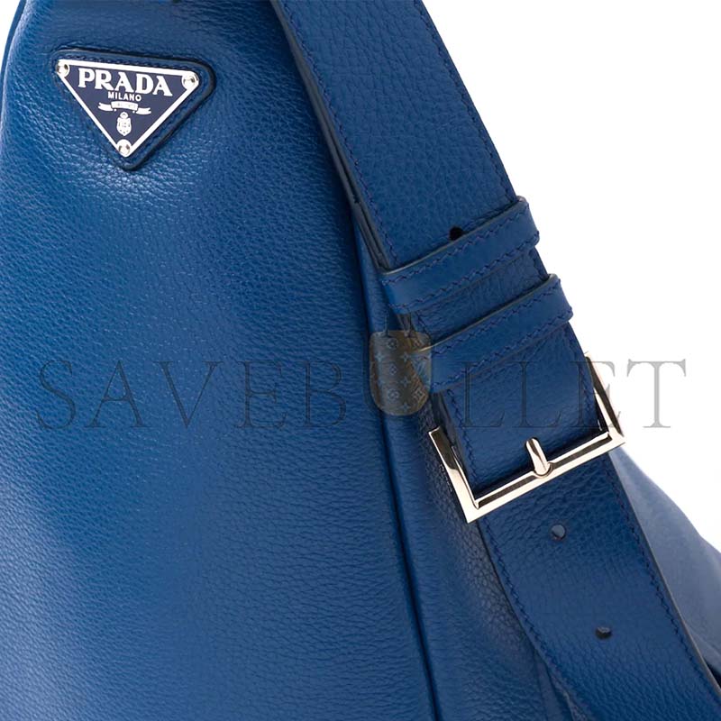 Pra*a leather triangle shoulder bag large bluette 2vy007 (60*30cm)